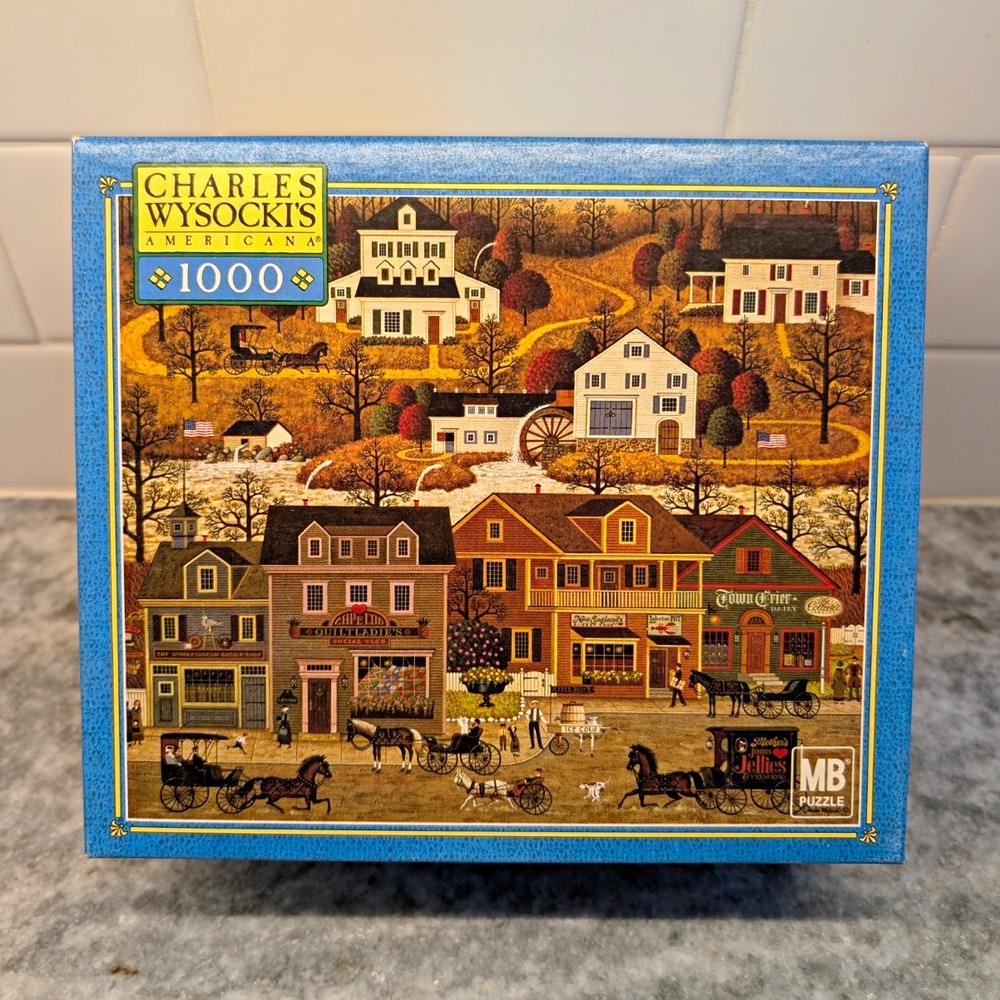 MB Puzzle Charles Wysocki Americana Hawkriver Hollow 1000-Piece 2002